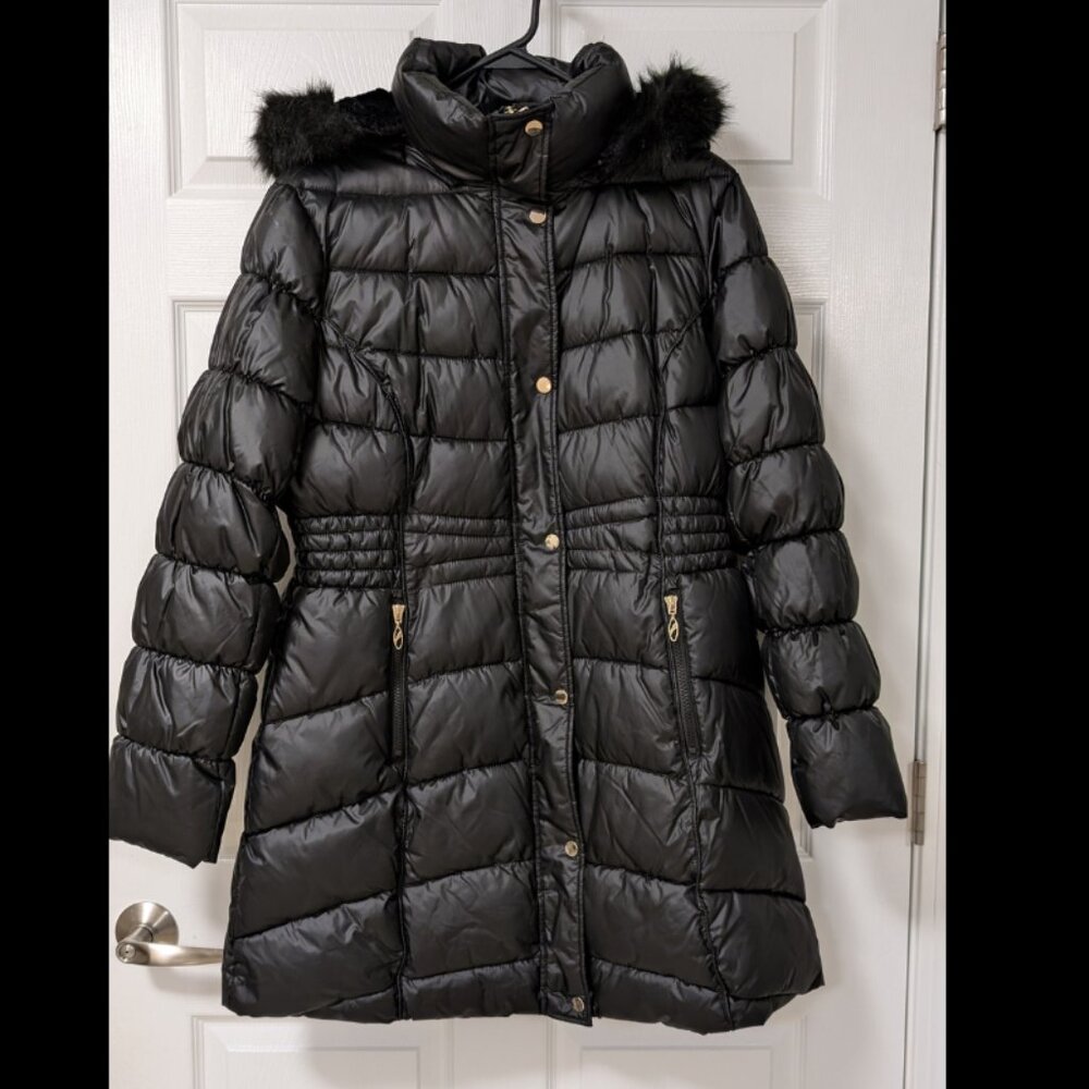 Liz Claiborne Winter Outerwear Black Faux Fur Hood Size XL #36232